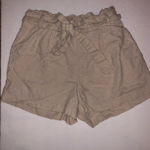 Beige linen shorts